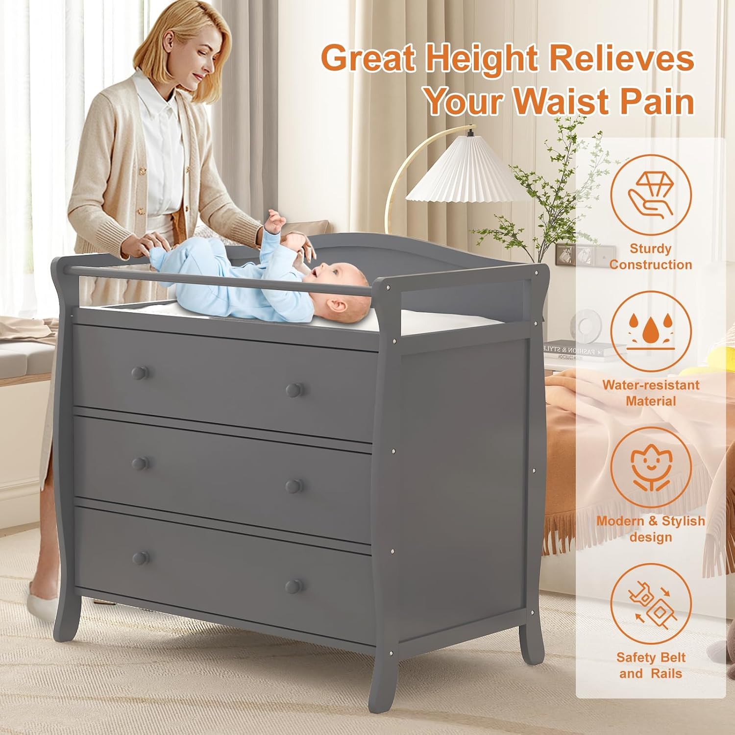 Baby Nursery Dresser - Meja Ganti Popok Bayi 3 Laci