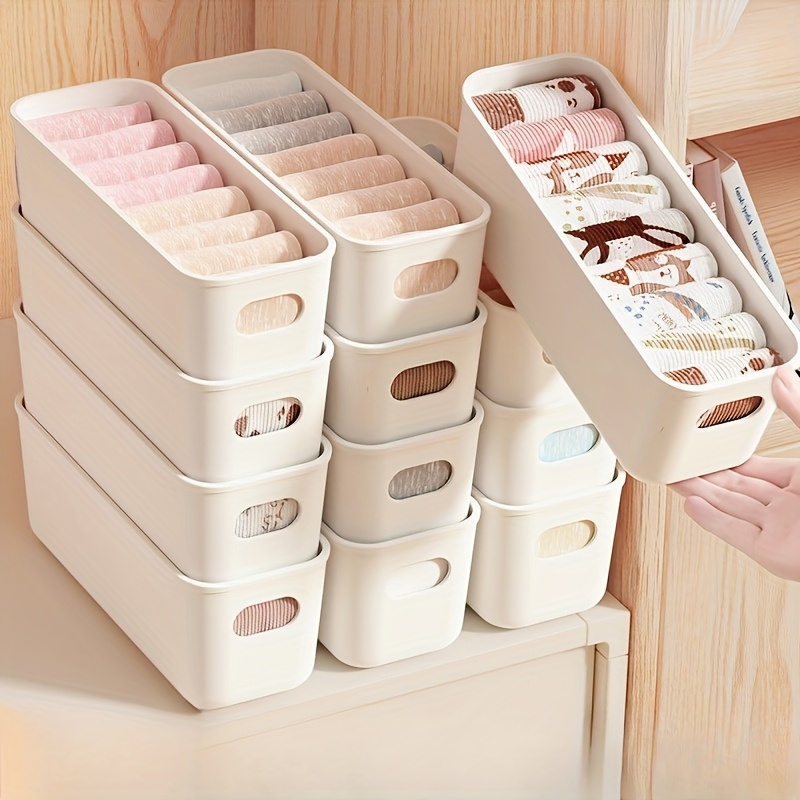 Drawer Dresser White - 4 Buah Kotak Penyimpanan Plastik Putih-Cocok