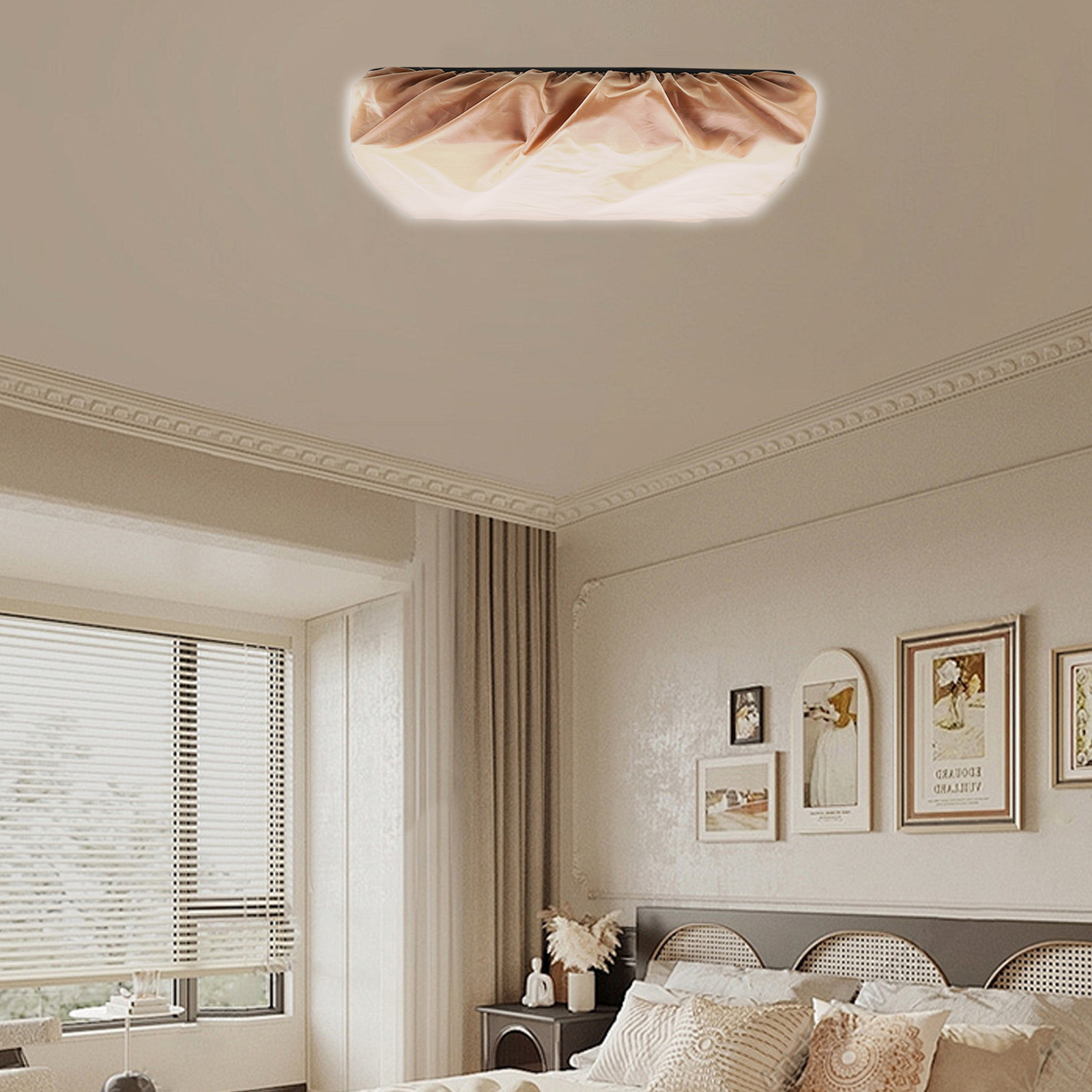 Baby Nursery Lampshade - Kap Lampu Kain Putih Persegi Anti-Silau