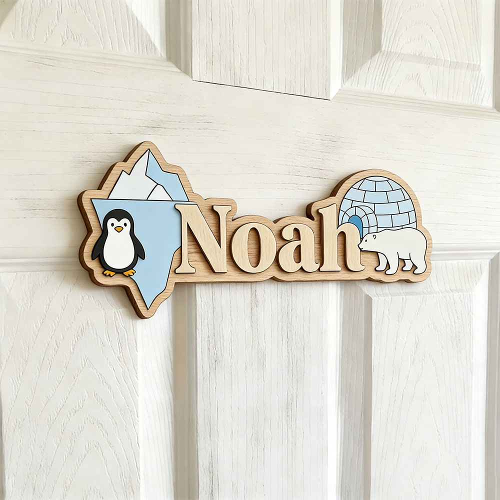 Baby Nursery Pictures - Papan Nama Kustom Penguin Arktik &