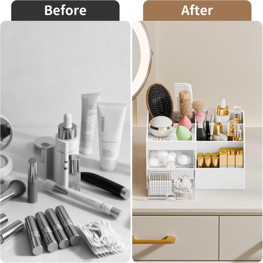 Drawer Dresser White - Organizer Makeup dengan 2 Laci, Organizer