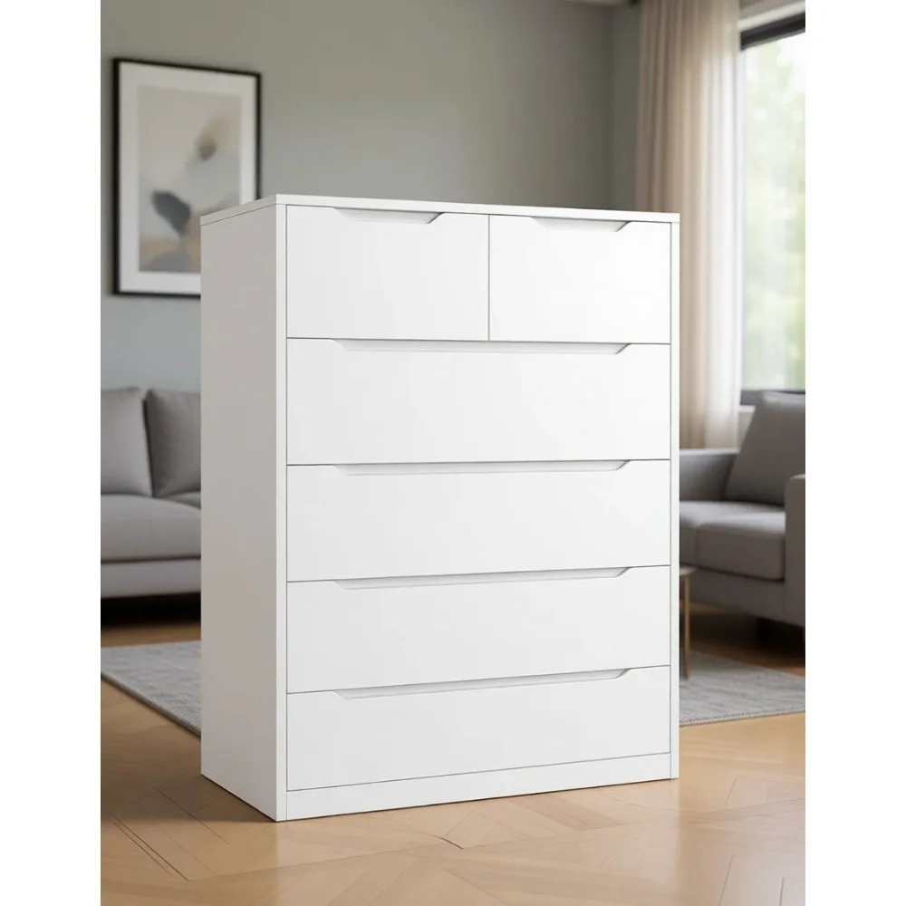 Drawer Dresser White - Lemari Pakaian Putih dengan 6 Laci