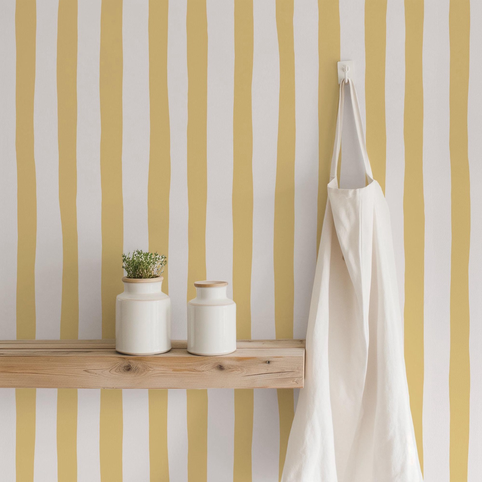 Baby Nursery Peel And Stick Wallpaper - Wallpaper Garis-garis Kuning Cerah yang Dapat