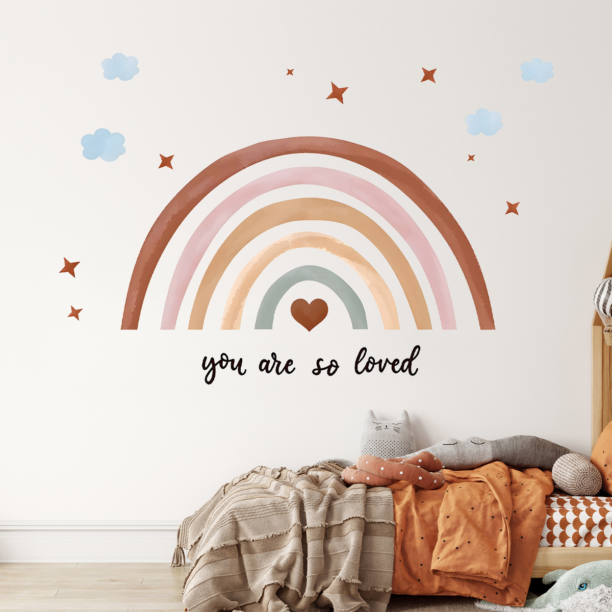 Baby Nursery Peel And Stick Wallpaper - Boho Stiker Dinding Pelangi Kertas Dinding