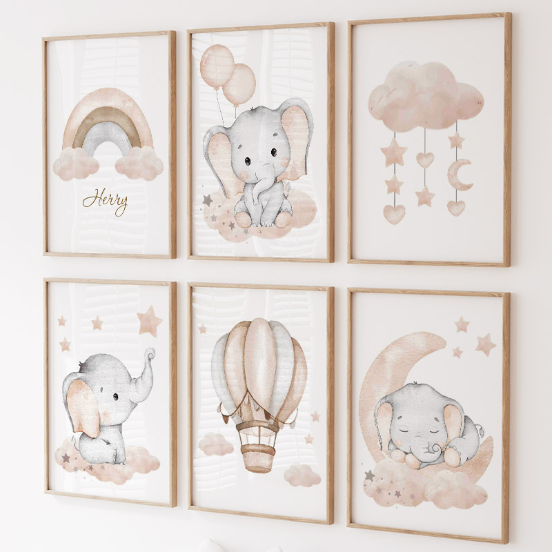 Baby Nursery Pictures - Balon gajah lucu balon panas bulan