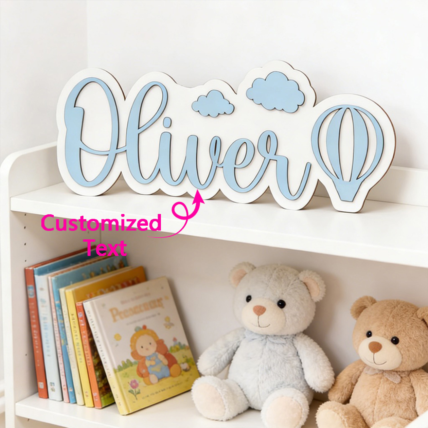 Baby Nursery Artwork - Papan Nama Kamar Balon Udara Panas