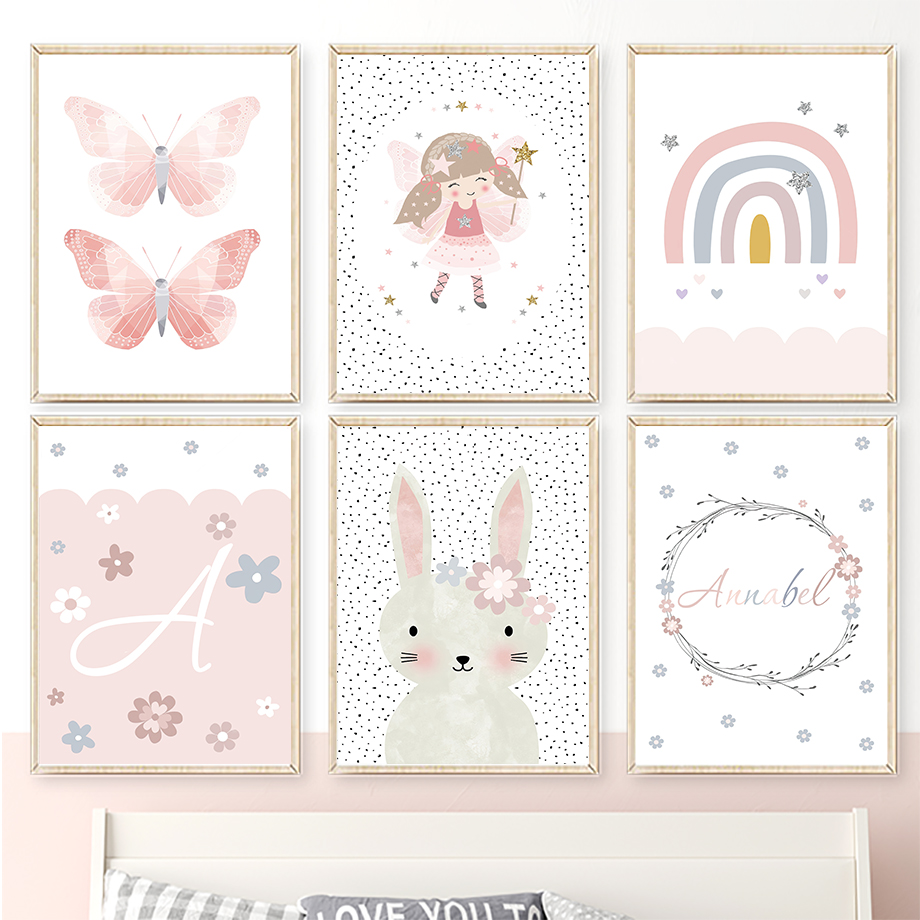 Baby Nursery Pictures - Lukisan Kanvas Seni Dinding Pelangi Kupu-kupu