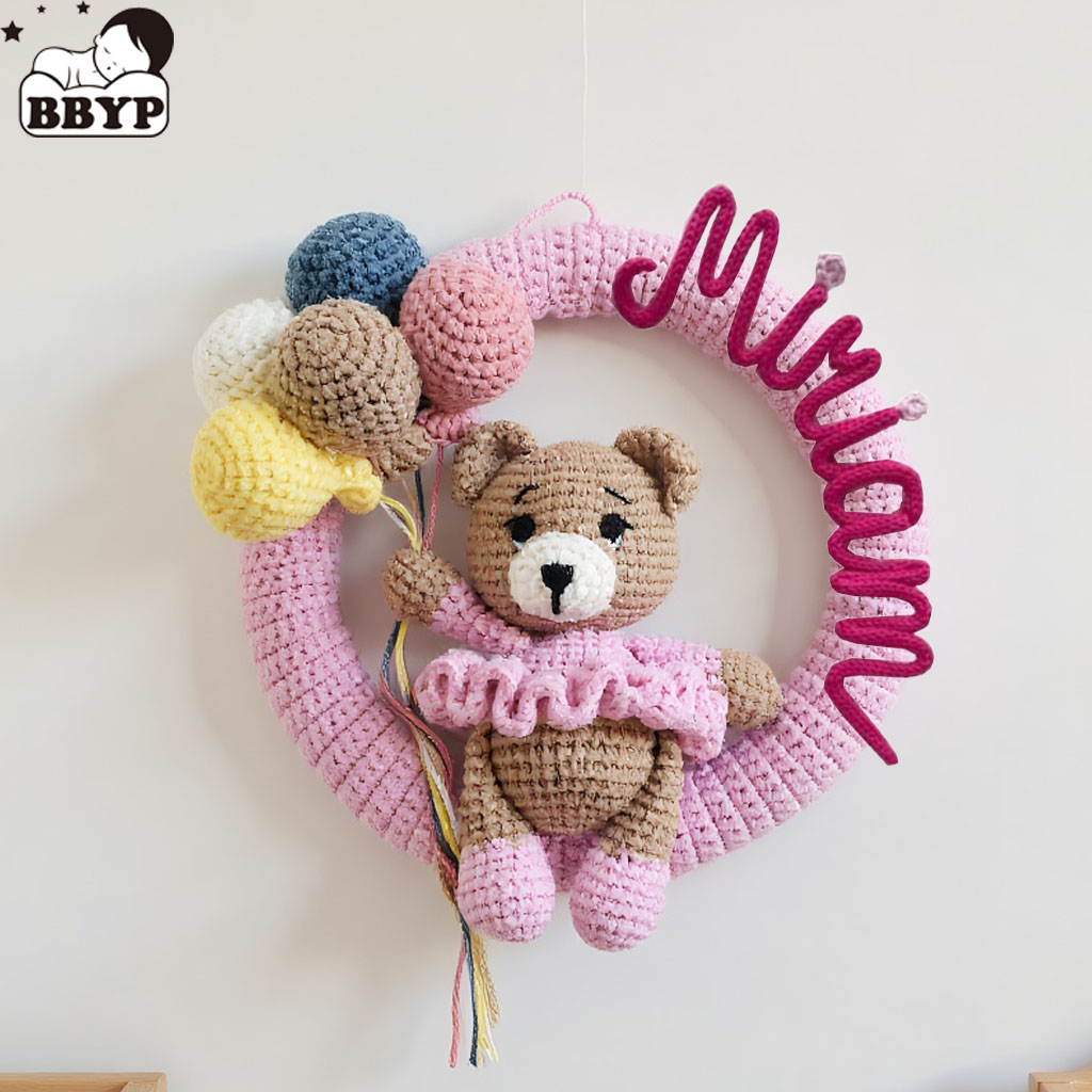 Baby Nursery Things - Karangan Bunga Nama Rajutan Pribadi dengan