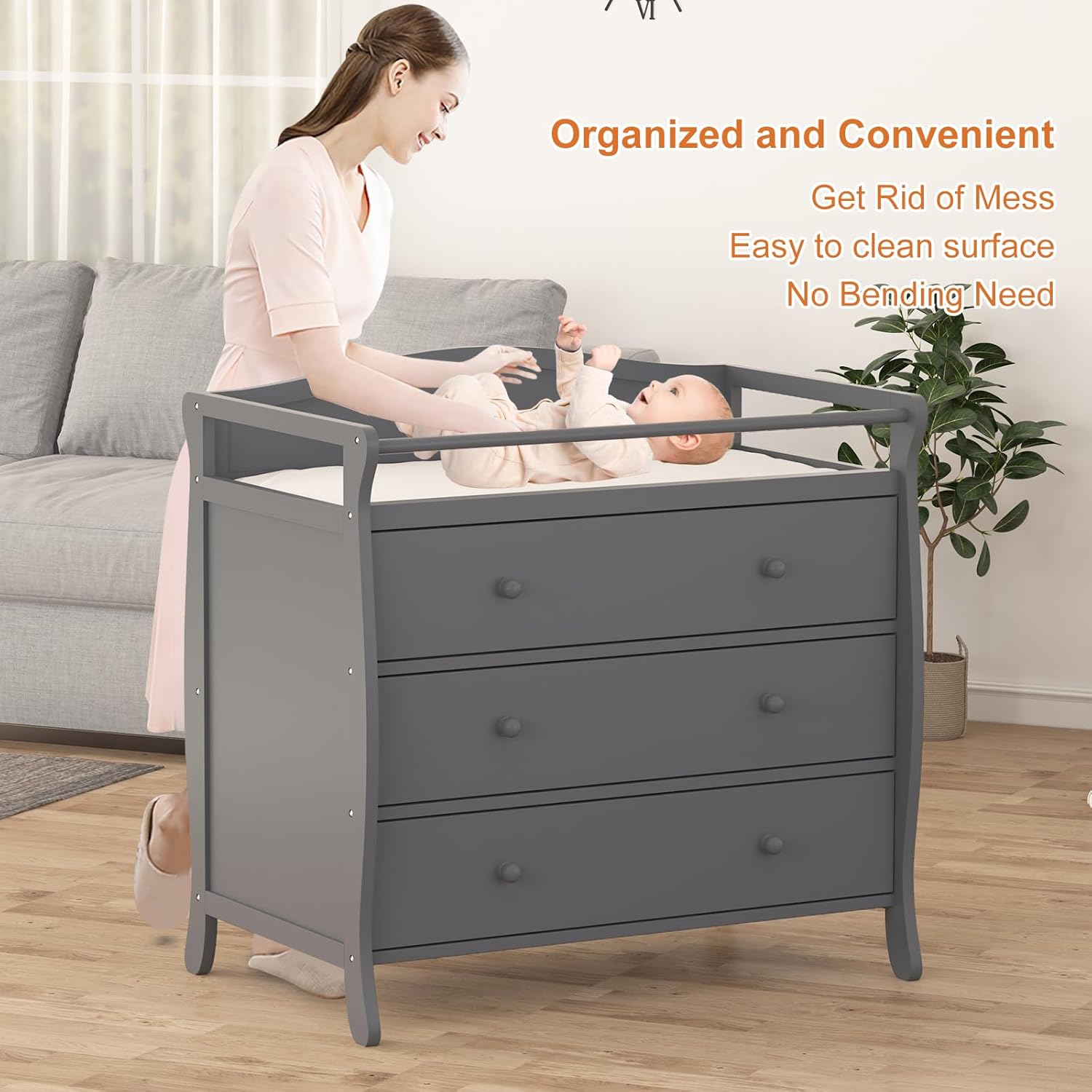 Meja Ganti Popok Bayi 3 Laci K - Baby Nursery Dresser ulasan dan harga