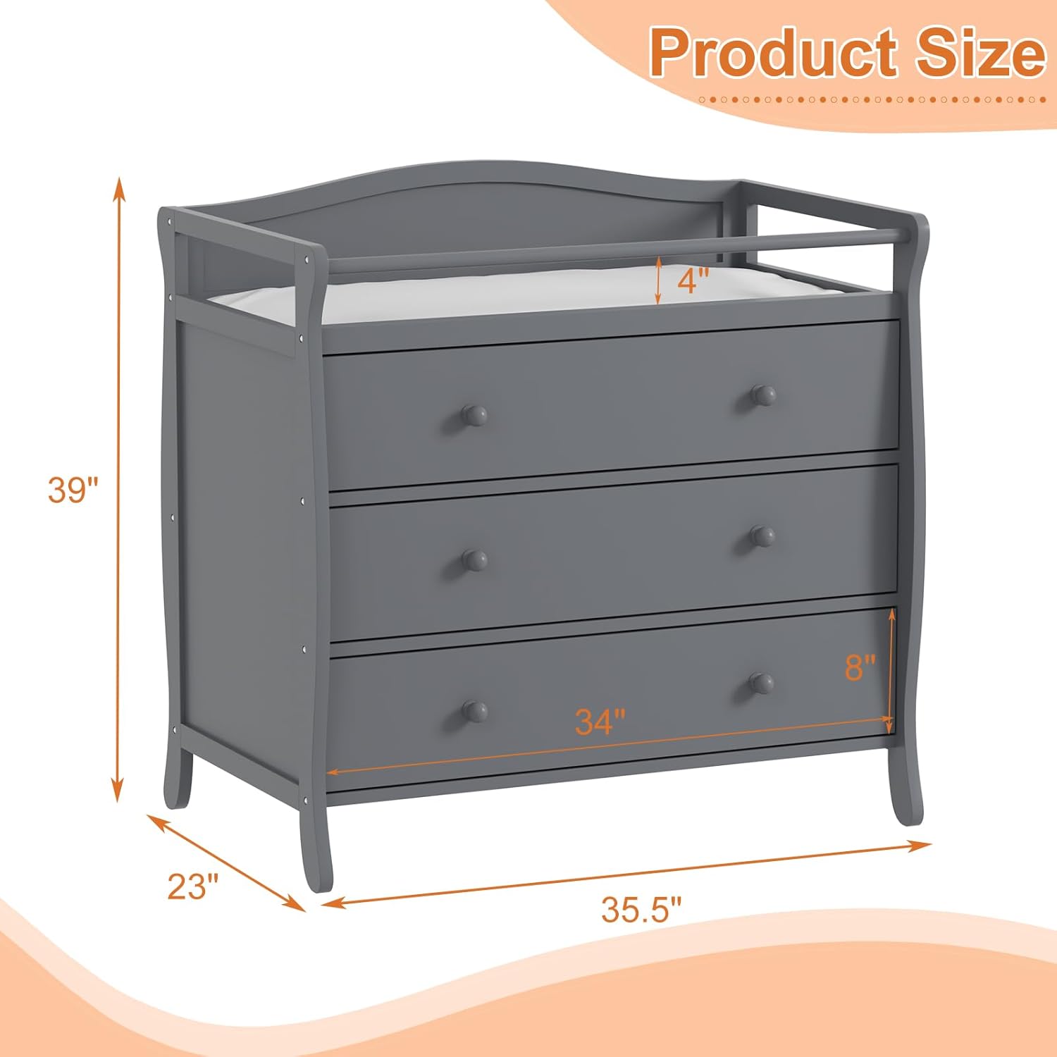 Meja Ganti Popok Bayi 3 Laci K - Baby Nursery Dresser ulasan dan harga