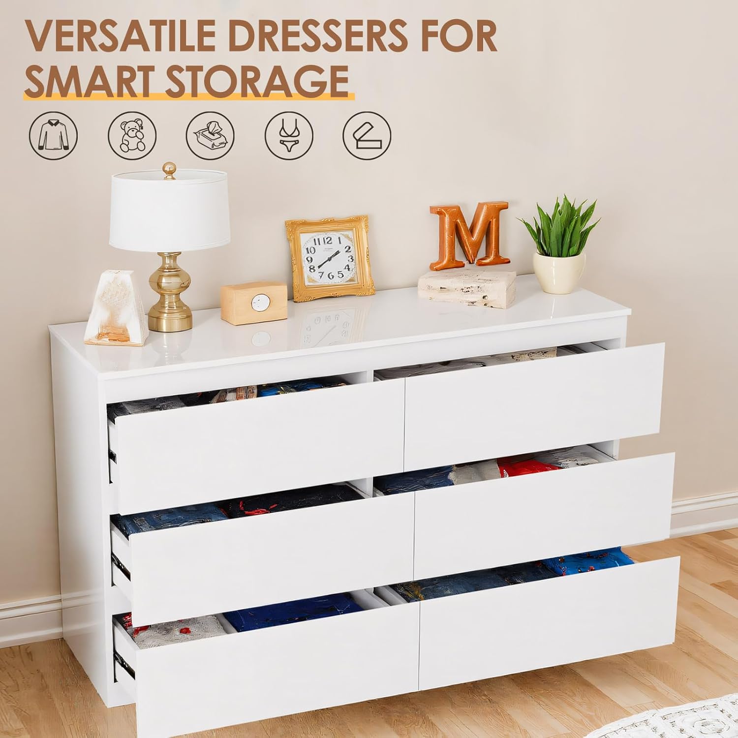 Lemari Kayu Putih untuk Kamar  - Drawer Dresser White ulasan dan harga
