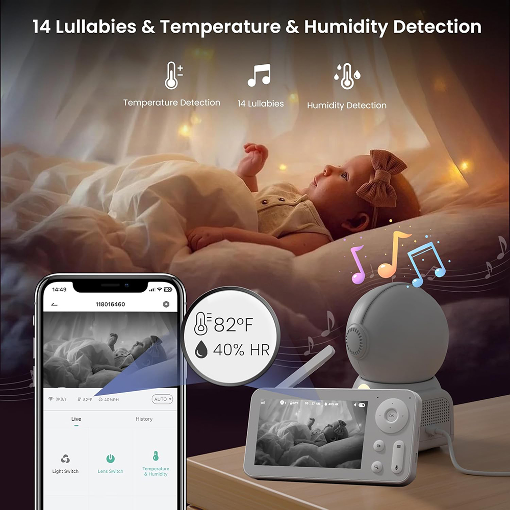 Monitor Bayi 2K dengan 2 Kamer - Baby Nursery Temperature ulasan dan harga