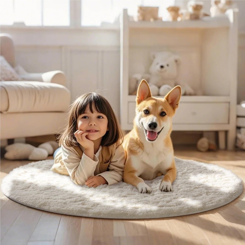 Karpet Bulat Putih Krim Lembut - Baby Nursery Game ulasan dan harga