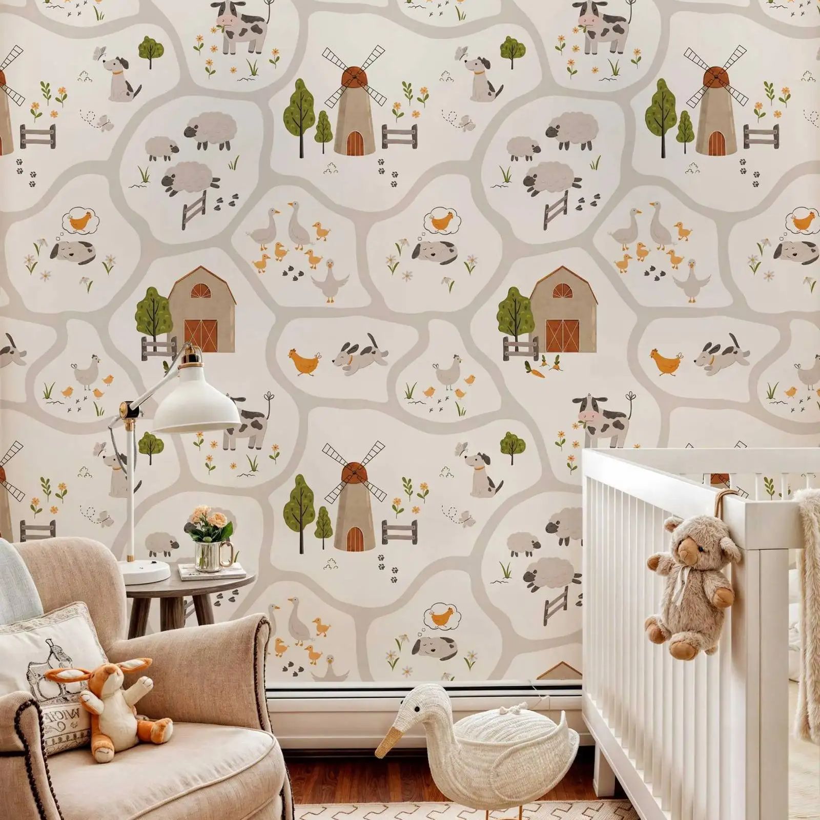 Wallpaper Anak-anak Hewan Tern - Baby Nursery Peel And Stick Wallpaper ulasan dan harga