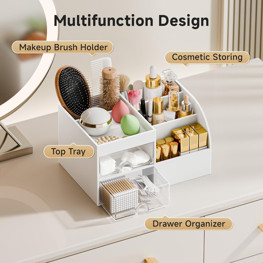 Organizer Makeup dengan 2 Laci - Drawer Dresser White ulasan dan harga