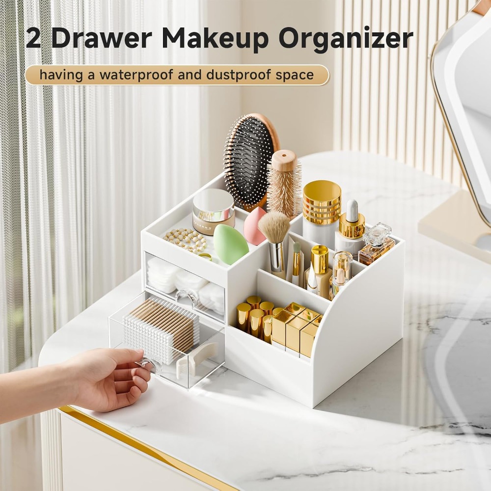 Organizer Makeup dengan 2 Laci - Drawer Dresser White ulasan dan harga