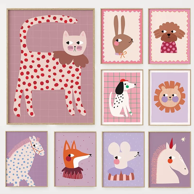 Poster Ilustrasi Hewan Lucu Ka - Baby Nursery Pictures ulasan dan harga