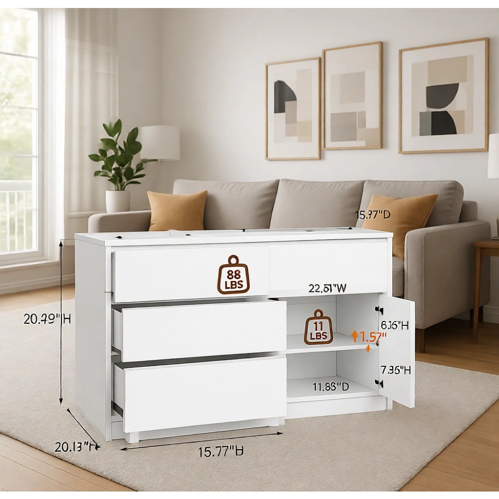 Lemari Pakaian Putih dengan 4  - Drawer Dresser White ulasan dan harga