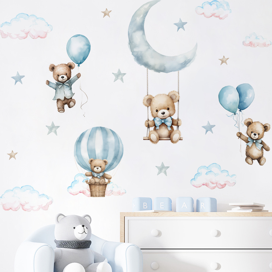 Stiker dinding awan balon udar - Baby Nursery Decor Boy ulasan dan harga