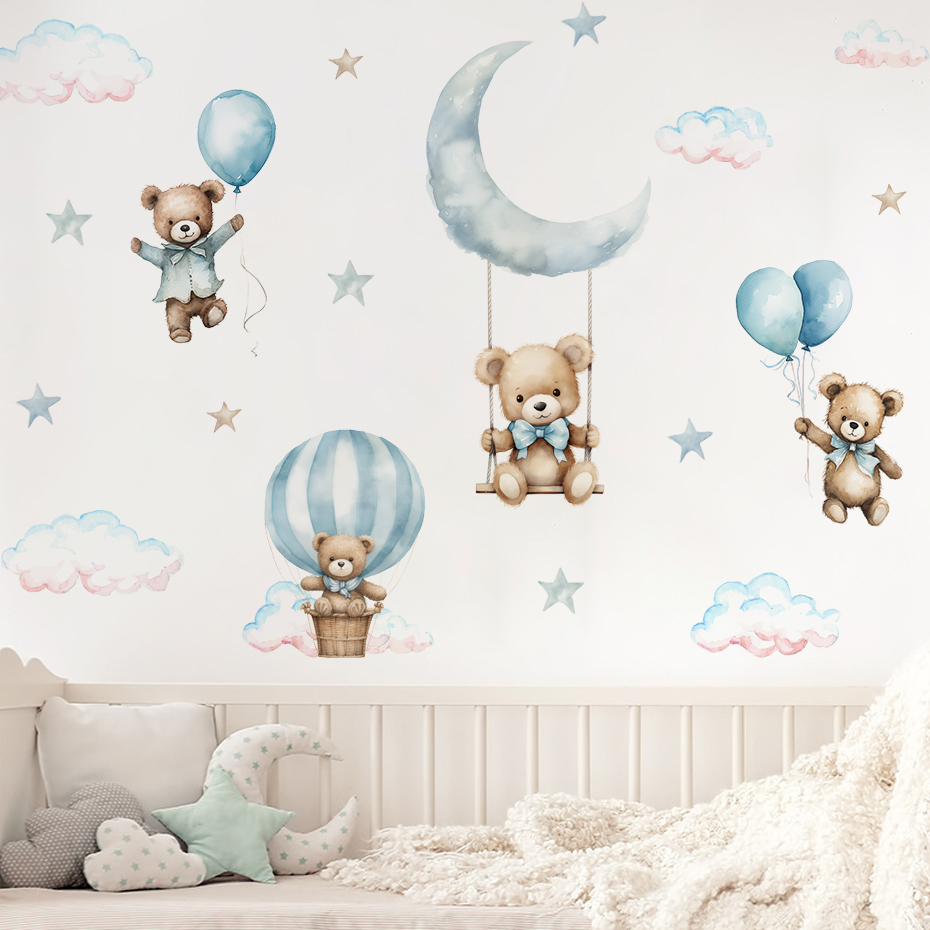 Stiker dinding awan balon udar - Baby Nursery Decor Boy ulasan dan harga