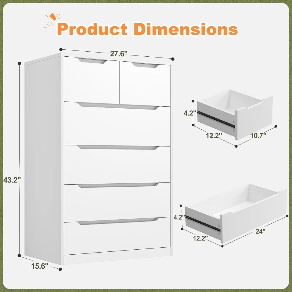 Lemari Pakaian Putih dengan 6  - Drawer Dresser White ulasan dan harga