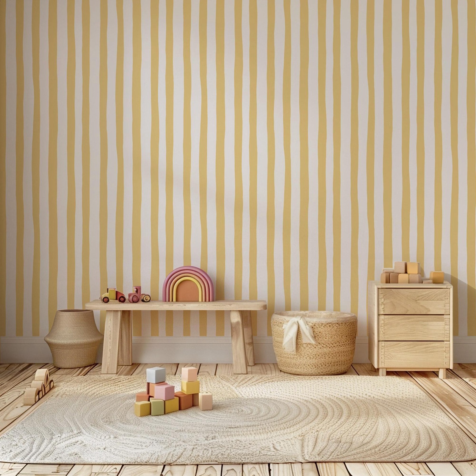 Wallpaper Garis-garis Kuning C - Baby Nursery Peel And Stick Wallpaper ulasan dan harga
