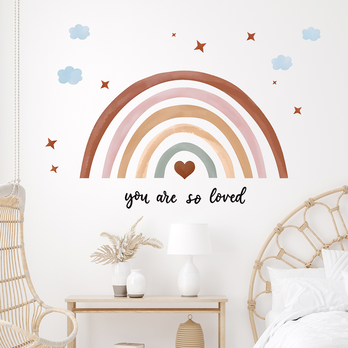 Boho Stiker Dinding Pelangi Ke - Baby Nursery Peel And Stick Wallpaper ulasan dan harga