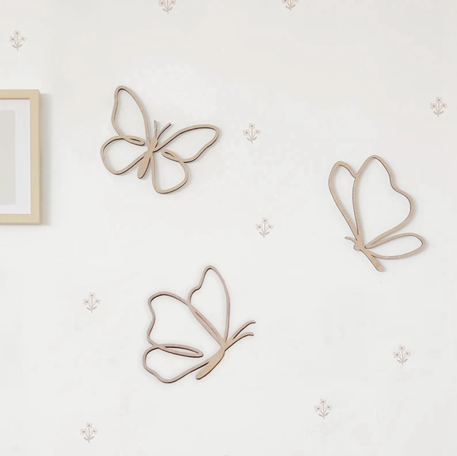 Hiasan dinding kupu-kupu kayu, - Baby Nursery Things ulasan dan harga