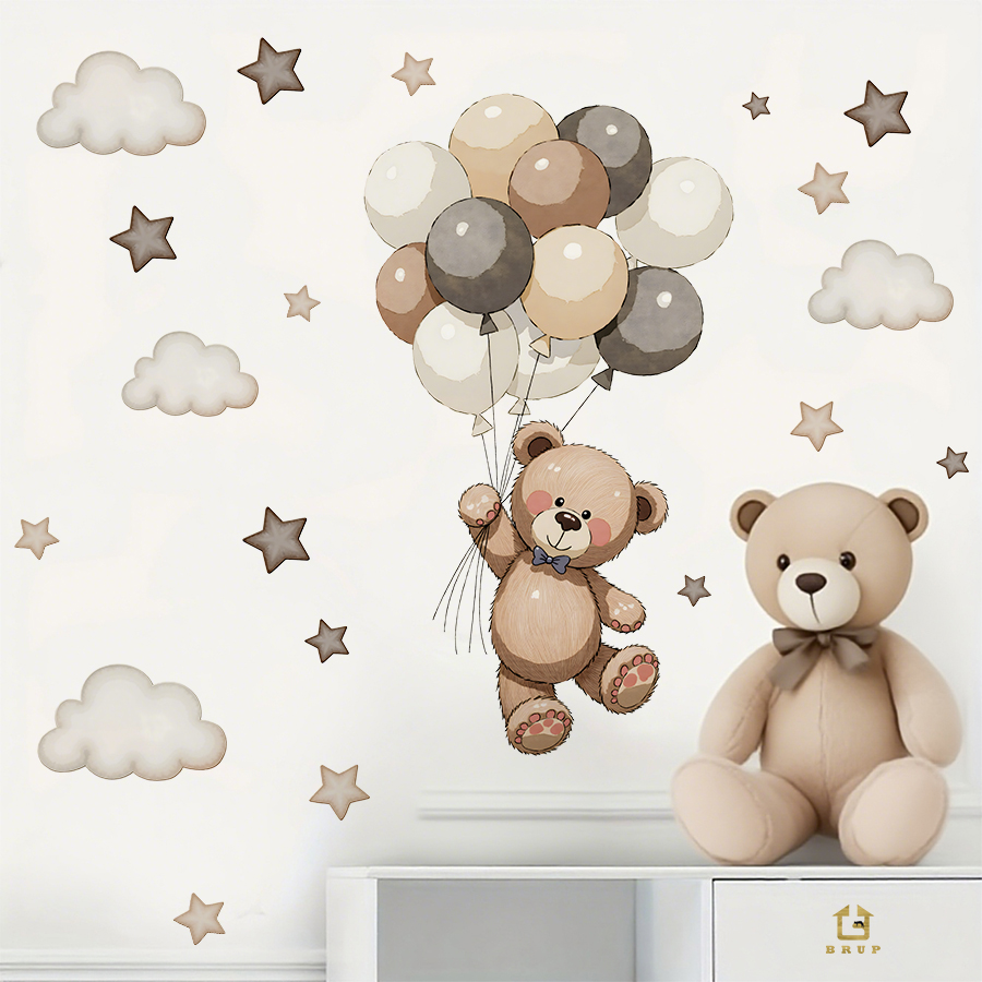 Stiker Dinding Beruang Teddy y - Baby Nursery Things ulasan dan harga