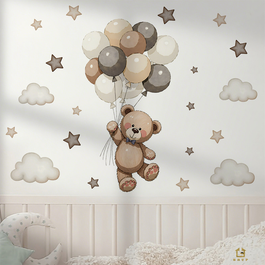 Stiker Dinding Beruang Teddy y - Baby Nursery Things ulasan dan harga