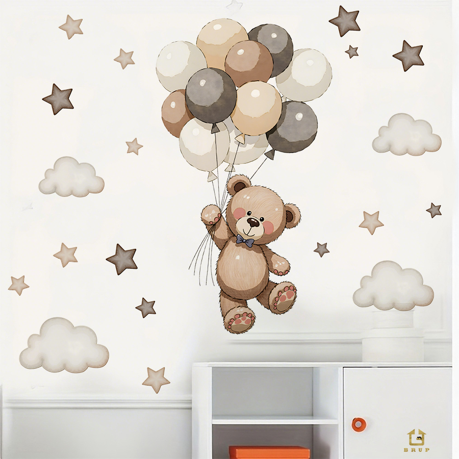 Stiker Dinding Beruang Teddy y - Baby Nursery Things ulasan dan harga