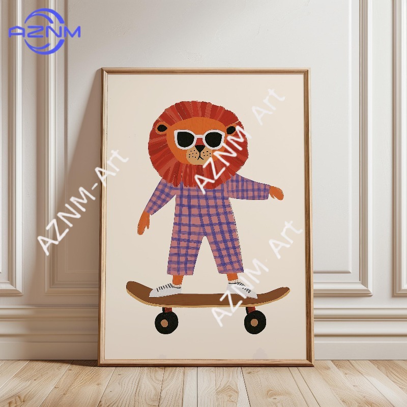 1 Buah Poster Skateboard Hewan - Baby Nursery Things ulasan dan harga