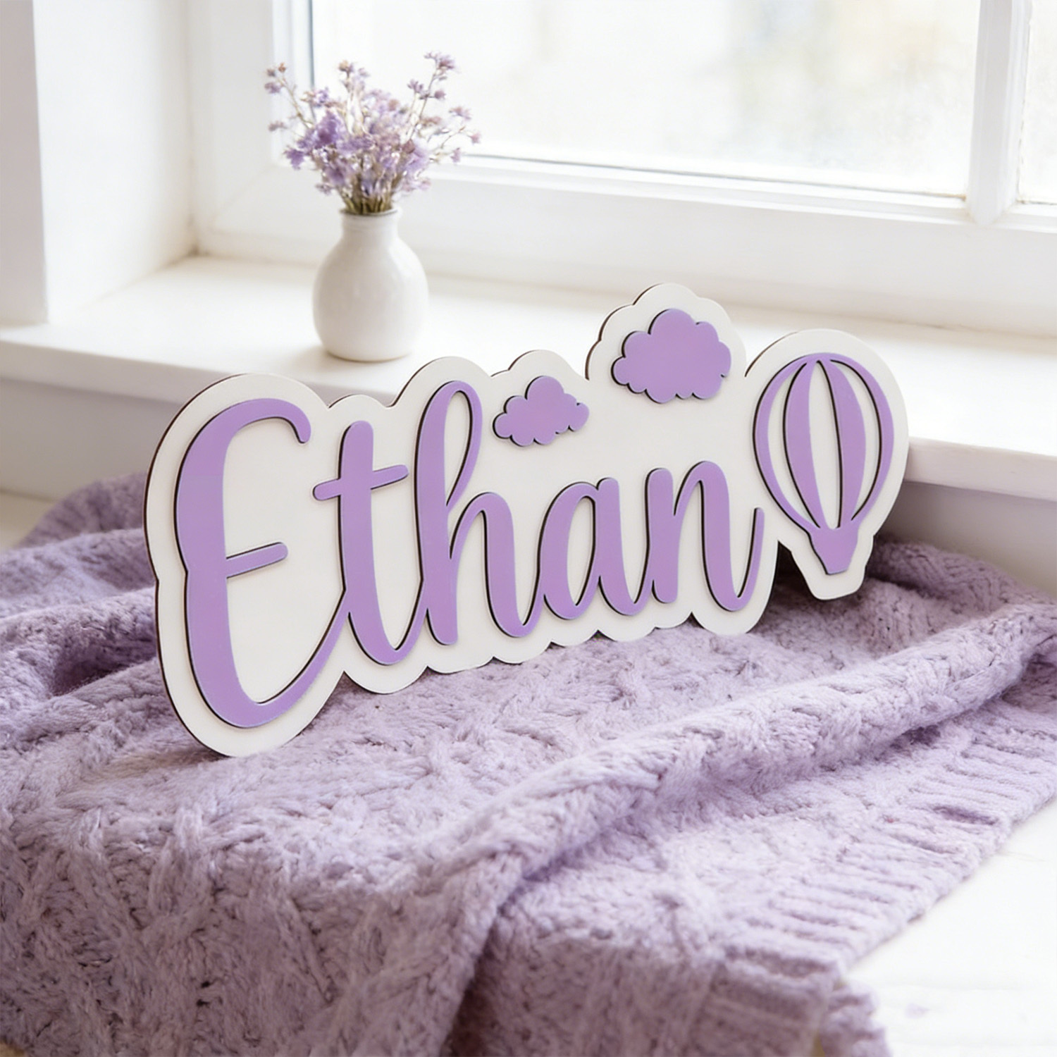 Papan Nama Kamar Balon Udara P - Baby Nursery Artwork ulasan dan harga