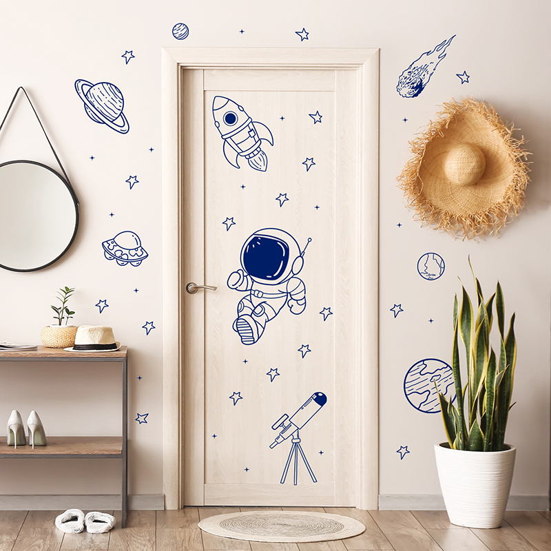 Stiker Dinding Roket Planet As - Baby Nursery Decor Boy ulasan dan harga