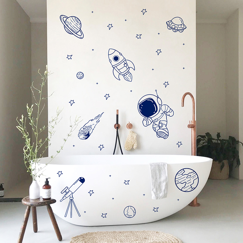 Stiker Dinding Roket Planet As - Baby Nursery Decor Boy ulasan dan harga