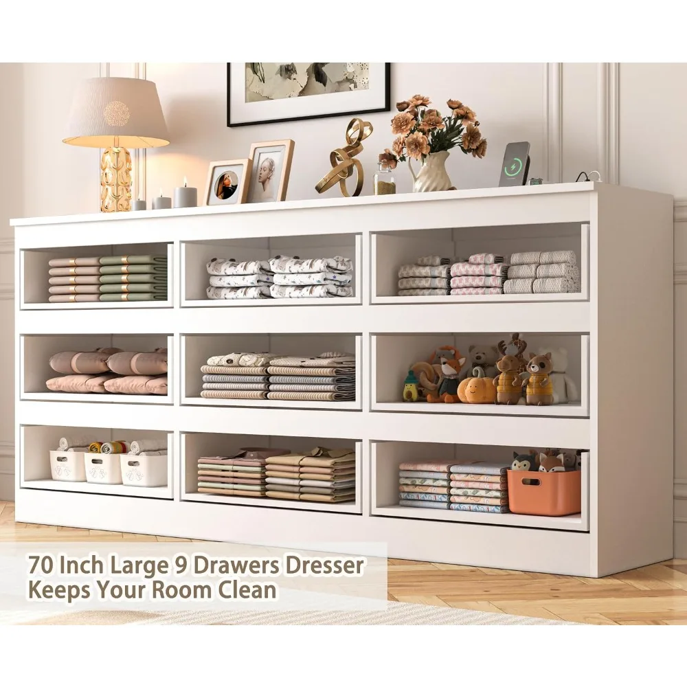 Lemari Laci Besar 70 Inci 9 La - Drawer Dresser White ulasan dan harga