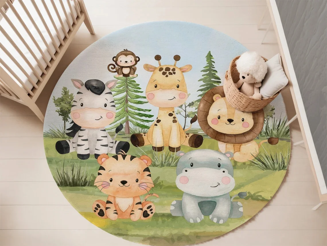 Karpet Hewan Hutan untuk Dekor - Baby Nursery Carpet ulasan dan harga