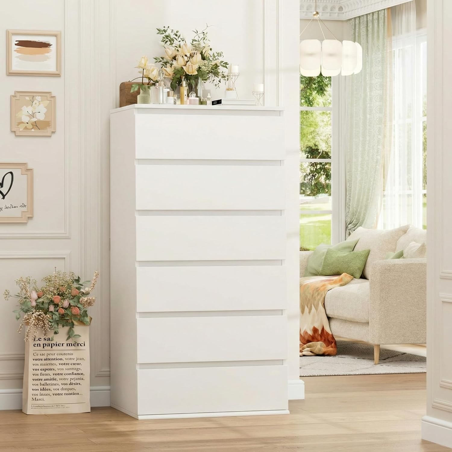 Lemari Pakaian Kayu Putih Ting - Drawer Dresser White ulasan dan harga