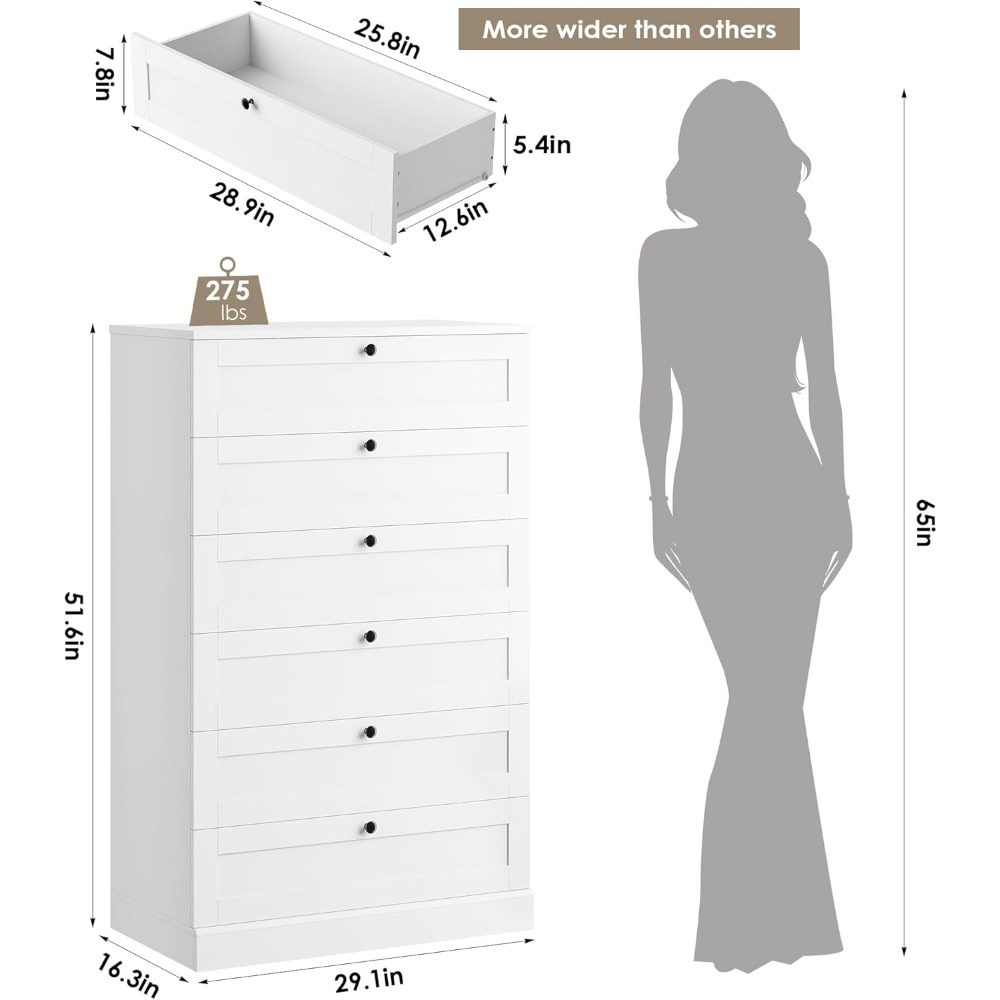 Lemari Laci Putih Elegan 6 Lac - Drawer Dresser White ulasan dan harga