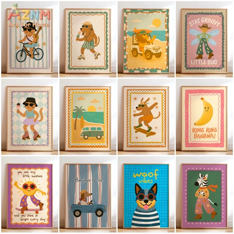 AZNM Seni Dinding Kanvas Hewan - Baby Nursery Pictures ulasan dan harga